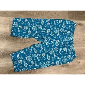 Liz & Me teal floral capri pants 1X